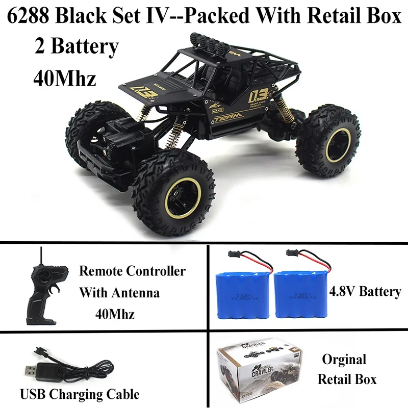 1:18 машинка на радиоуправлении 4WD 2,4 Ghz Рок Гусеничный пульт дистанционного управления игрушки машины на радиоуправлении игрушки для детей 8888 - Цвет: Black Set 4