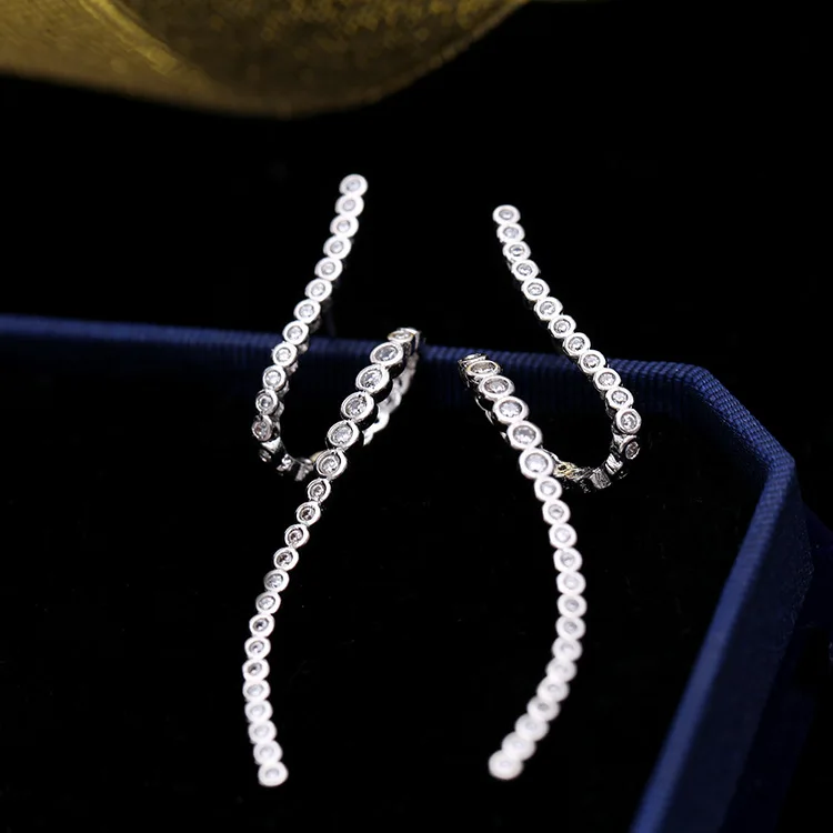 SWOUR новые модные ювелирные изделия из серебра 925 пробы уникальный дизайн ленты микро кубический циркон серьги гвоздики Высокое качество S269