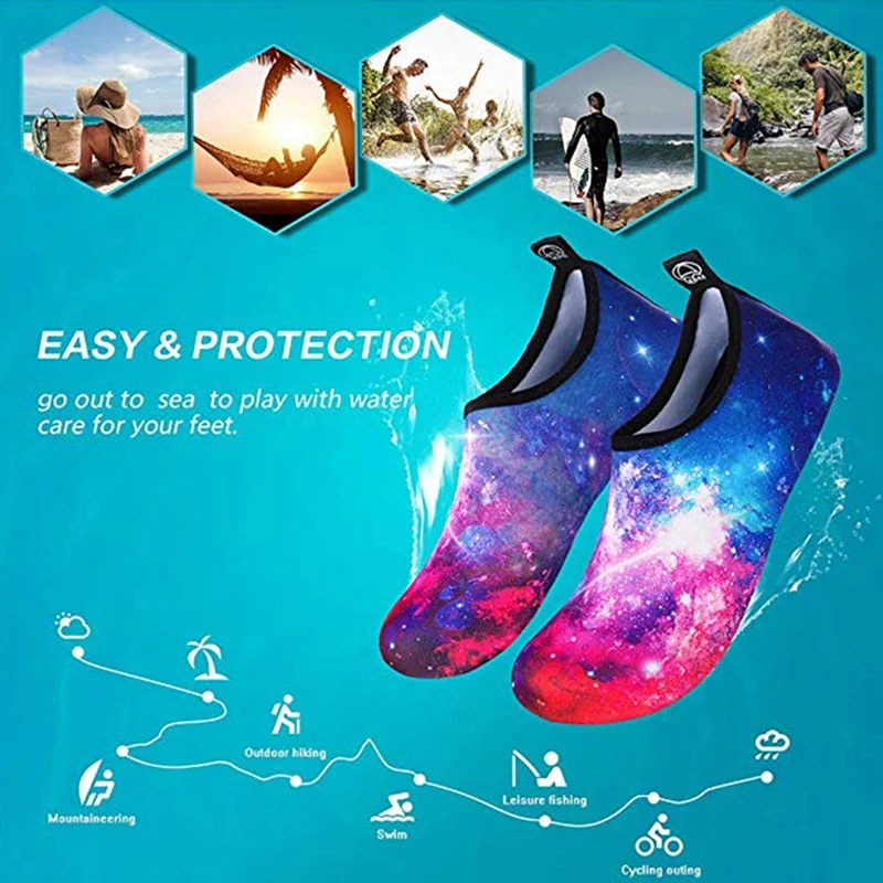 جديد الشاطئ التجفيف السريع أحذية المنبع الأحذية الطباعة تنفس مرنة عدم الانزلاق الرجال والنساء في الهواء الطلق أحذية الشاطئ