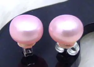 Qingmos, белые серьги с пресноводным жемчугом для женщин, 7-8 мм, плоские круглые серьги-гвоздики из натурального серебра, хорошее ювелирное изделие, серьги 181 - Окраска металла: Light Pink