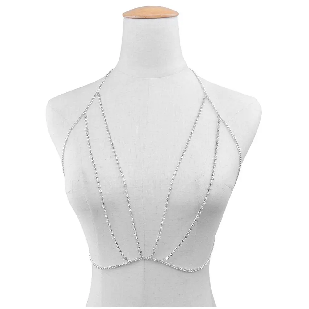 Body Necklace Cross Bra Chain Swimsuit Bikini Belts for womens summer