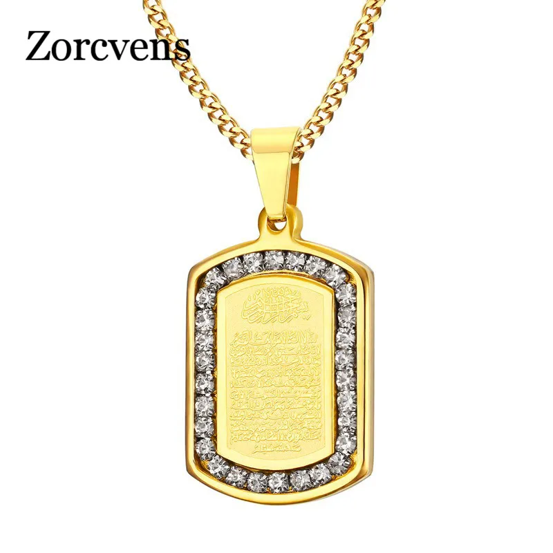 

LETAPI Gold Color 316L Stainless Steel Prayer Necklaces & Pendants Gold-color Necklace Men Jewelry