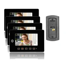 freeship 7 ” TFT Color LCD Moniter Video Door Phone Doorbell Rainproof Door Phone Camera 1 camera+4 monitors for multi-apartment