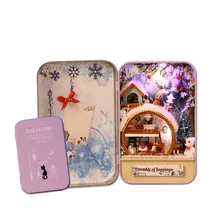 Коробка секретный Diy кукольный домик Miniatura с мебели кролик кронштейн Кукольный дом ручной работы Подарочная игрушка для детей Снежный праздник T005# E