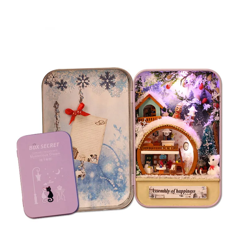

Box Theatre DIY Doll House Furniture Miniatura For Dollhouse Light House For Dolls Toys For Children Snow Holiday T005 #E