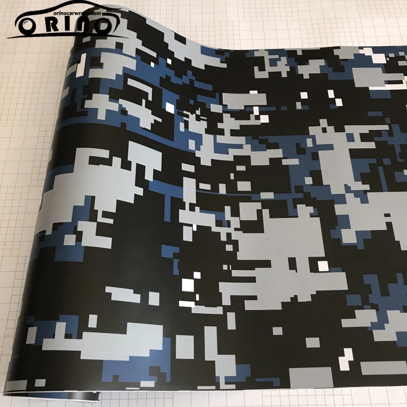 Black Blue Digital Camouflage Vinyl Film-5