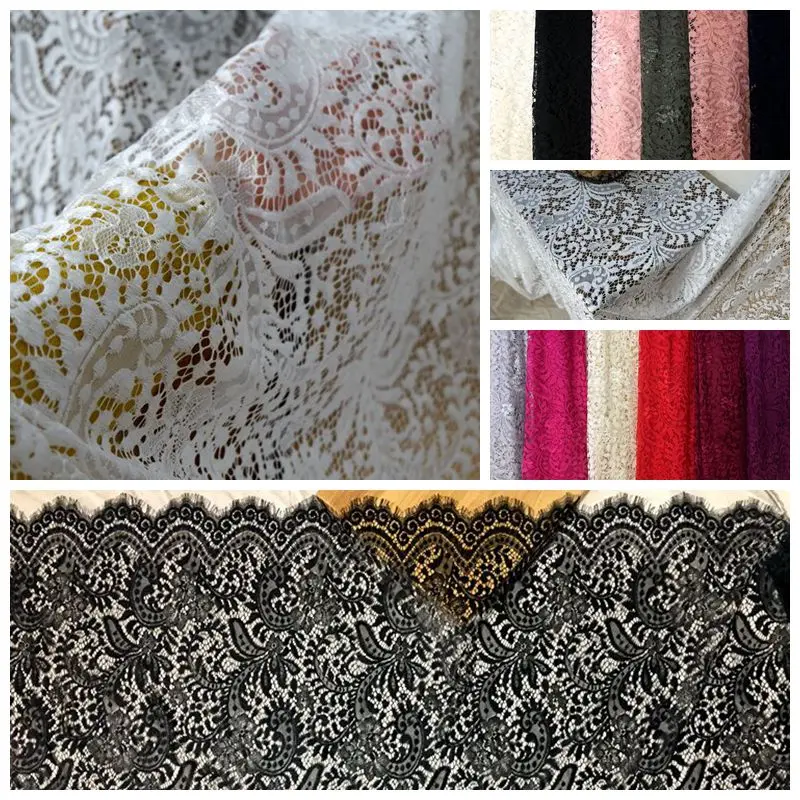 

3M France eyelashes lace fabric Wedding dress pajamas comfortable lace fabric 150cm wide RS299