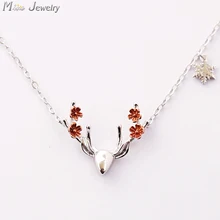 2016 New 925 Sterling Silver Small Elk Necklaces & Pendants Silver Chain Choker Necklace Jewellery Collar Colar