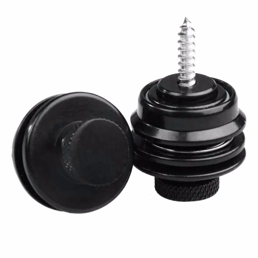 

2pcs Guitar Strayle For Guitar Bass Parts Round Head Spiral Grain Black/Silver Non-slip Locks Belt Buckle