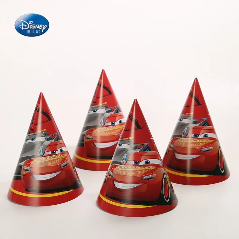 

6Pcs Disney Car Theme Design Party Paper Hat Cap Birthday Party Supplies for Children birthday Baby Shower Decoration