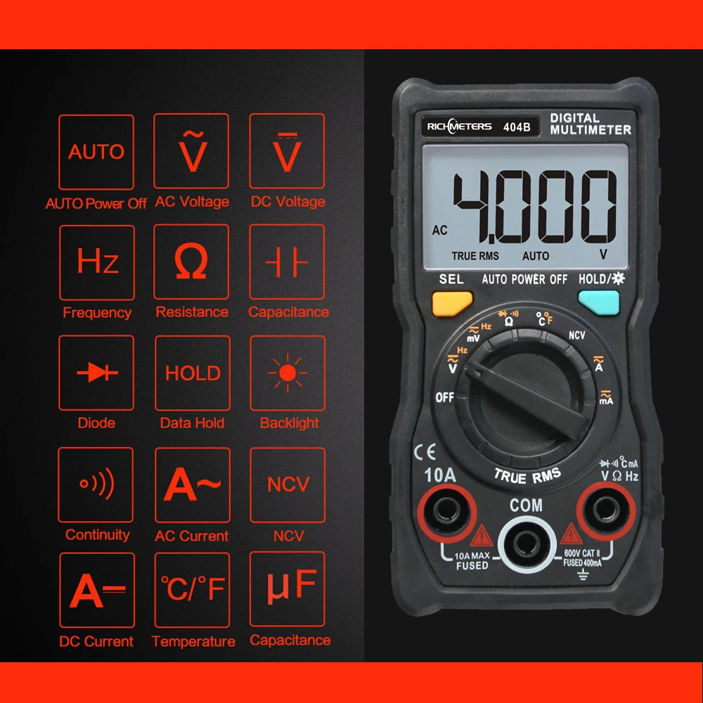 Ручной цифровой мультиметр RM404B многофункциональный мини мультиметр AC/DC напряжение Транзистор тестер Амперметр Датчик температуры
