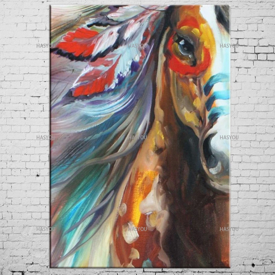 CHOP798 hand painted fancy animal strong horse oil painting decorart canvas