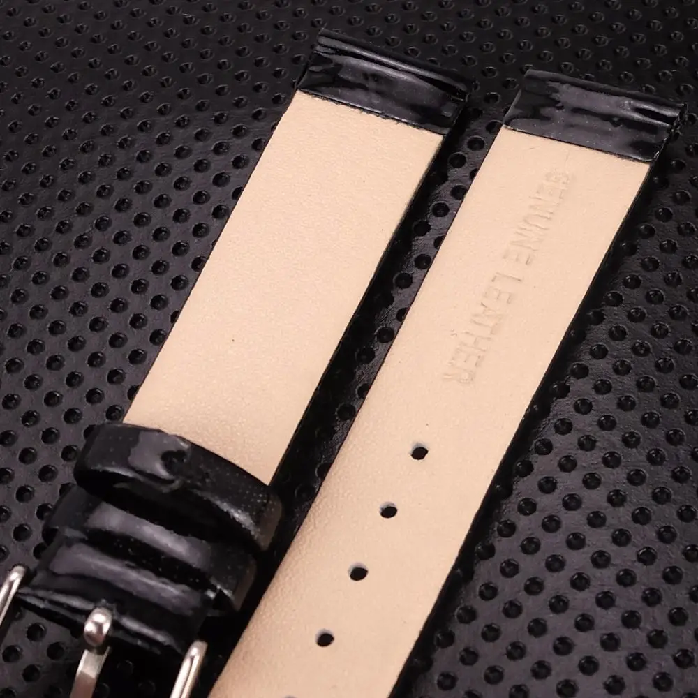 Блестящие часы черные Ремешки для наручных часов кожаный ремешок для часов мм 12 мм 14 мм 16 мм 18 мм 20 мм 22 мм браслет аксессуары для часов браслеты