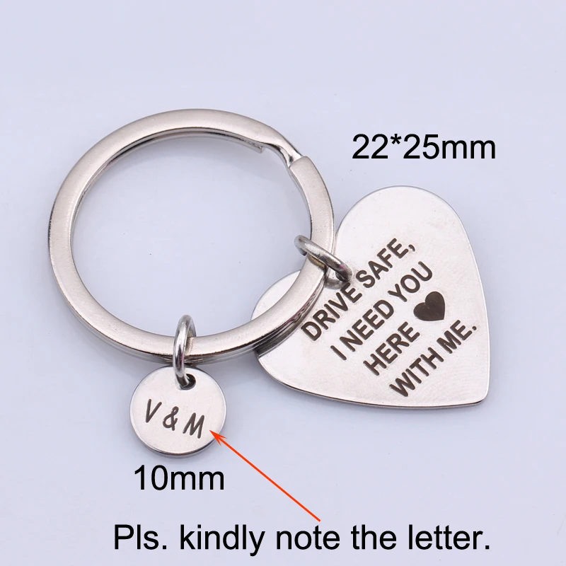 

Forever Love Drive Safe I Need You Here With Me Customizable Initial Name Letter Heart Keychain Gifts For Couples Lovers Boy