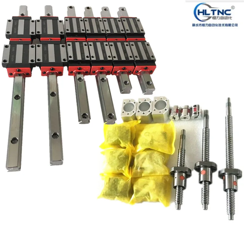 

6 HGR20 Square Linear guide sets + 4x SFU / RM 1605-350/650/650/650MM Ballscrew +4set BKBF12 +4pcs Coupling sets for CNC