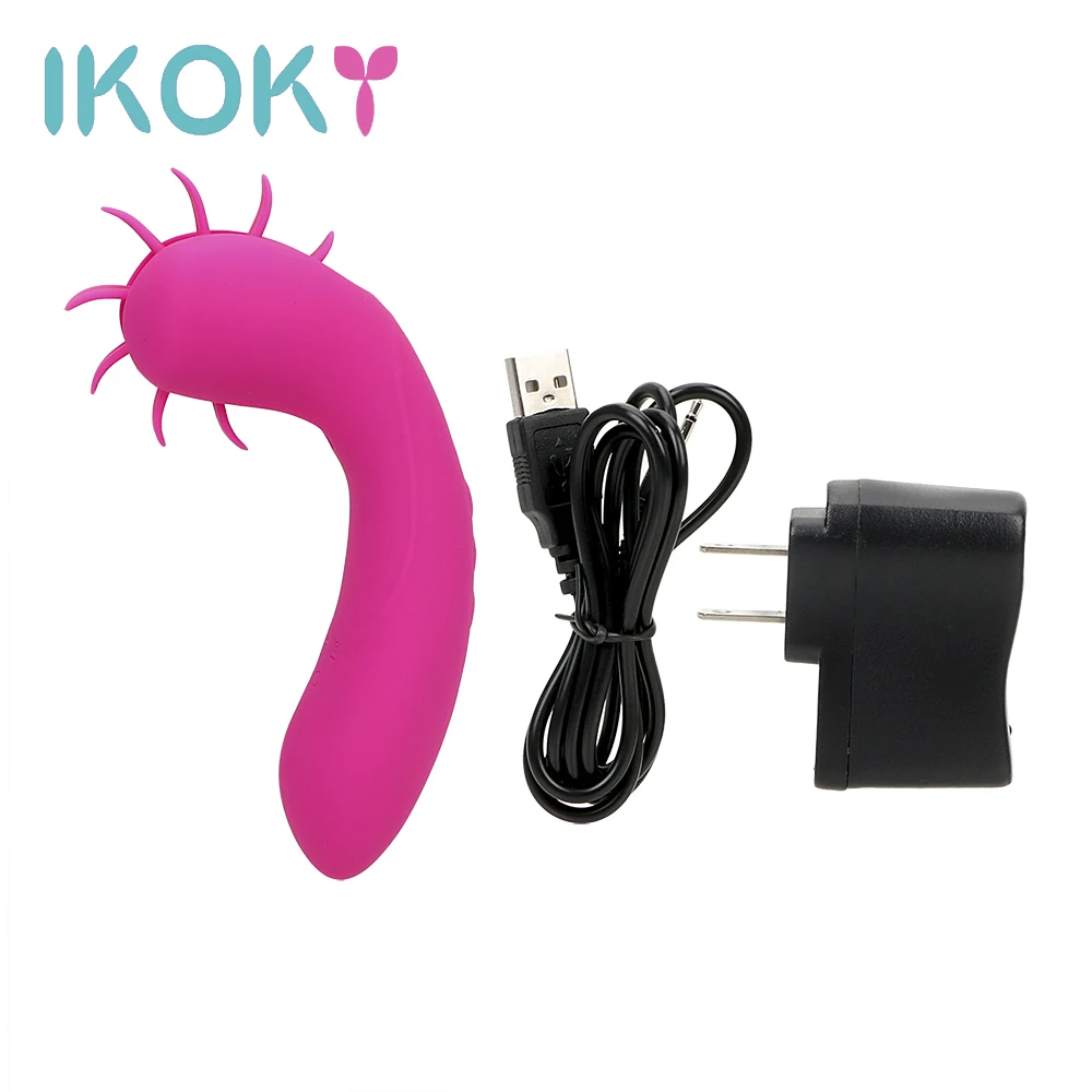 IKOKY Vaginal Vibrator Rotation Tongue font b Dildo b font Clitoris Stimulator Rotation Oral Sex Sex