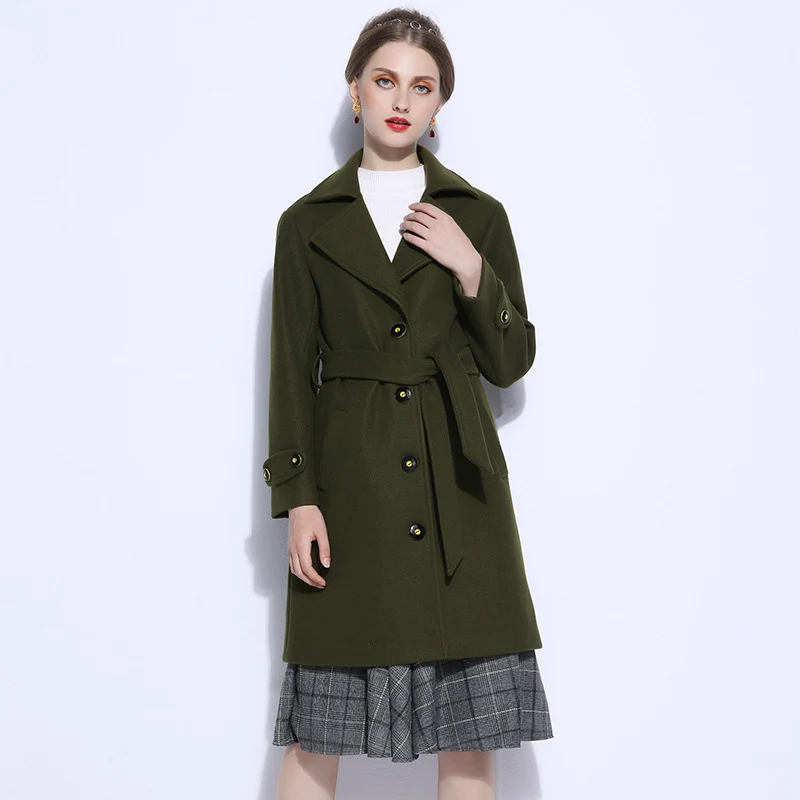 Wool Coat For Women Basic Long Green Coats Jacket 2018 British Style