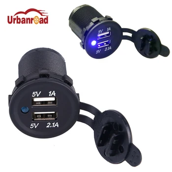 

Universal Waterproof Auto Motorcycle Dual USB Socket LED Charger Power Adapter Outlet Power Mobile Phone Charger for Iphone