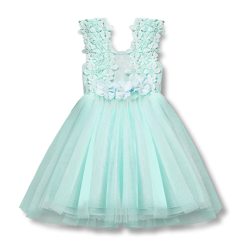 

Summer Toddler Baby Girl Dress Infant Froral Batpism Gown For Girls 2-6T Tulle Birthday Party Sundress Lace Dresses