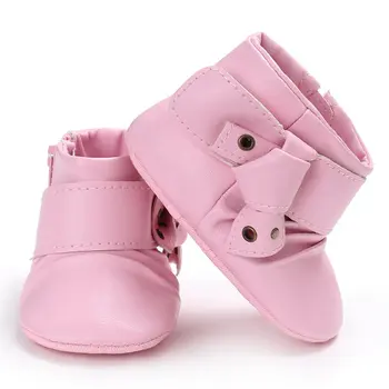 

2018 Kacakid Newborn Baby Girls Winter Warm Princess Style PU First Walkers Infant Toddler Soft Rubber Soled Anti-slip Shoes Y6