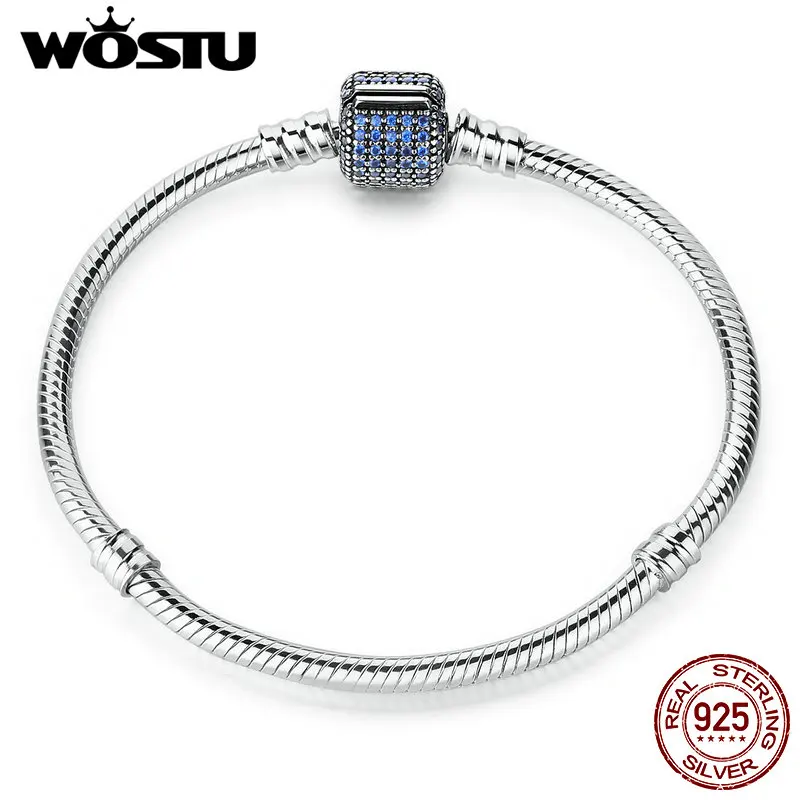 

Genuine 100% 925 Sterling Silver Chain Bracelet With 3 Color CZ For Women Fit Original WST Bracelets Charms Beads Jewelry Gift