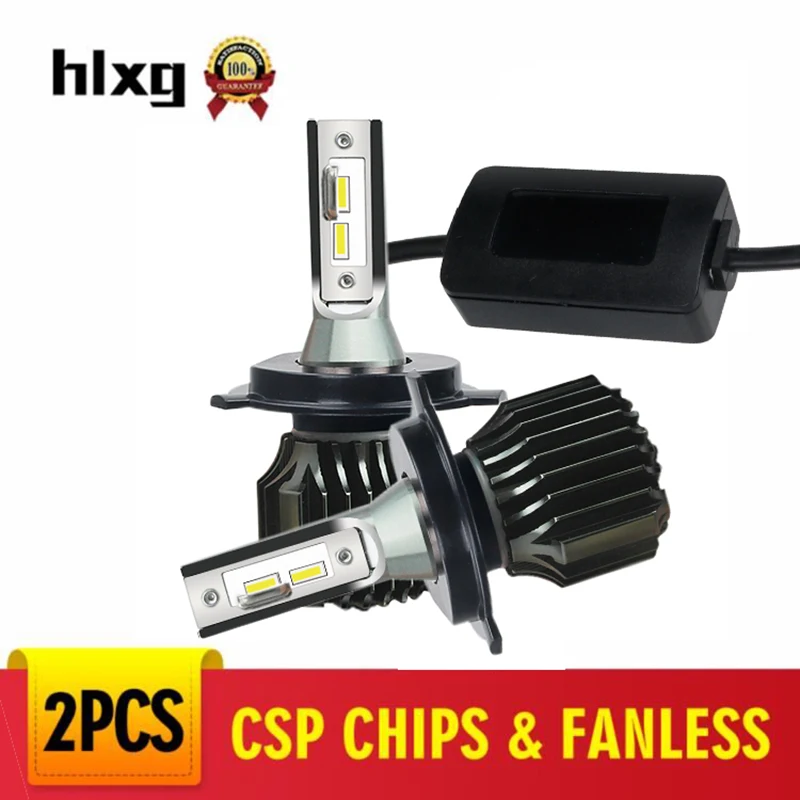 

HLXG 2PCS Mini Car Headlight Bulb 12V H4 LED H7 CSP Chips 8000LM/set 48W 6000K Headlamp H8 H9 H11 9005 9006 HB3 HB4 Fog Lamps