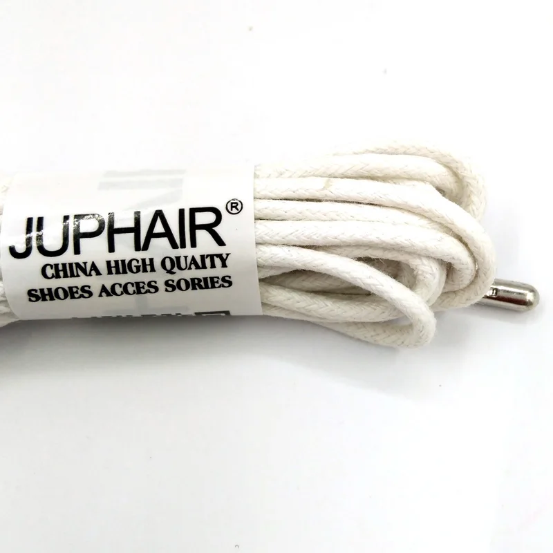 1-12 Pairs White High Quality Unise Laces Waxed Round Shoelaces Sneaker Solid Polyester Twisted Boots Shoes Metal Head Shoelaces