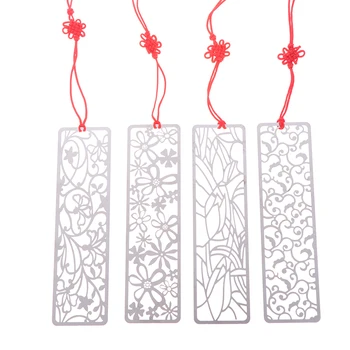 

Creative Flower Hollow Bookmarks Vintage Metal Bookmark With Chinese Knot Multifunctional Stationery Material Escolar Gift