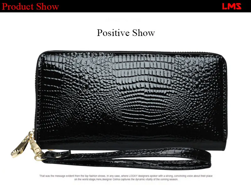 LMS 2017 New Luxury Long Women Wallet and Purses Alligator Patent Leather Zipper Cardholder Ladies Large Capacity Clutch Wallet (25)