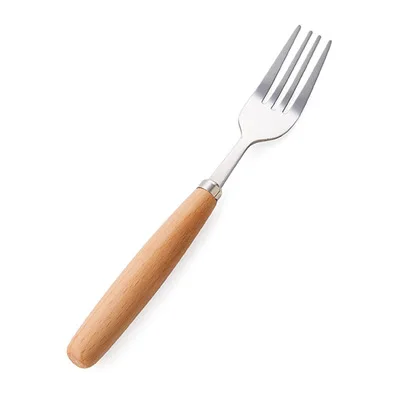 Японский стиль деревянная ручка из нержавеющей стали ложка, вилка для фруктов домашняя детская посуда палочки дозирующая детская ложка для десертная ложка - Цвет: dinner fork