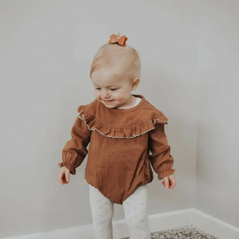 Neugeborene Baby mяdchen Kleidung ruschen Langarm Strampler Stirnband наряды