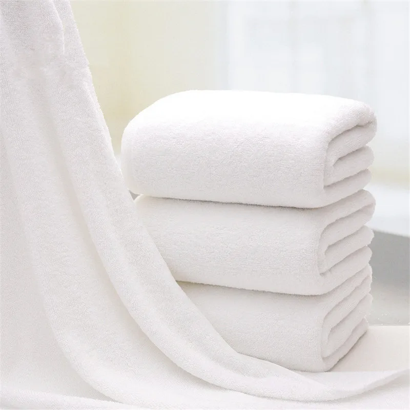 70*140cm Pure White Thick Bath Towel For Adult Plain Dyed Solid Towels