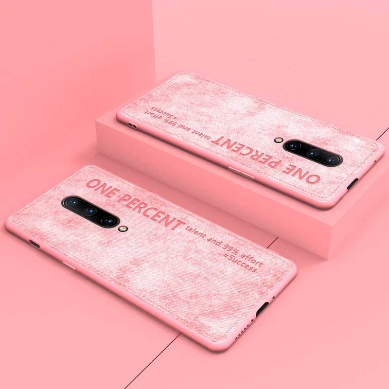 ADKO ультратонкий цветной чехол для телефона из поликарбоната для Oneplus 7 6 6T тканевый противоударный Стильный чехол для телефона с надписью для Oneplus 7 Pro - Цвет: Pink Cloth
