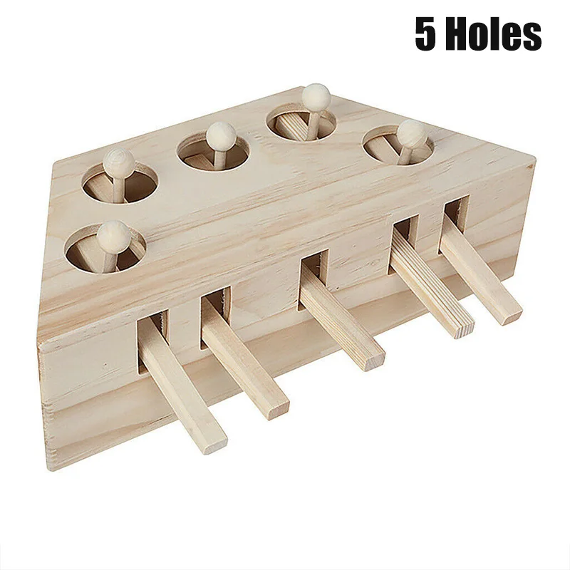 

Whack Mole Mouse Cat Exercise Toy Solid Wooden Puzzle Box with 3/5 Holes Pet Toys XH8Z