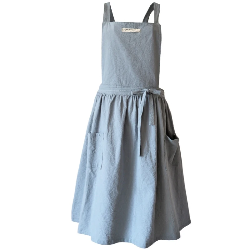 Короткая плиссированная юбка в скандинавском стиле, фартук из хлопка и льна для кофейни и цветочных магазинов, рабочие фартуки для чистки женщин