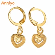 Anniyo цвета золота маленькое сердце серьги для девочек/Детские модные рекламные ювелирные изделия подарок#004216
