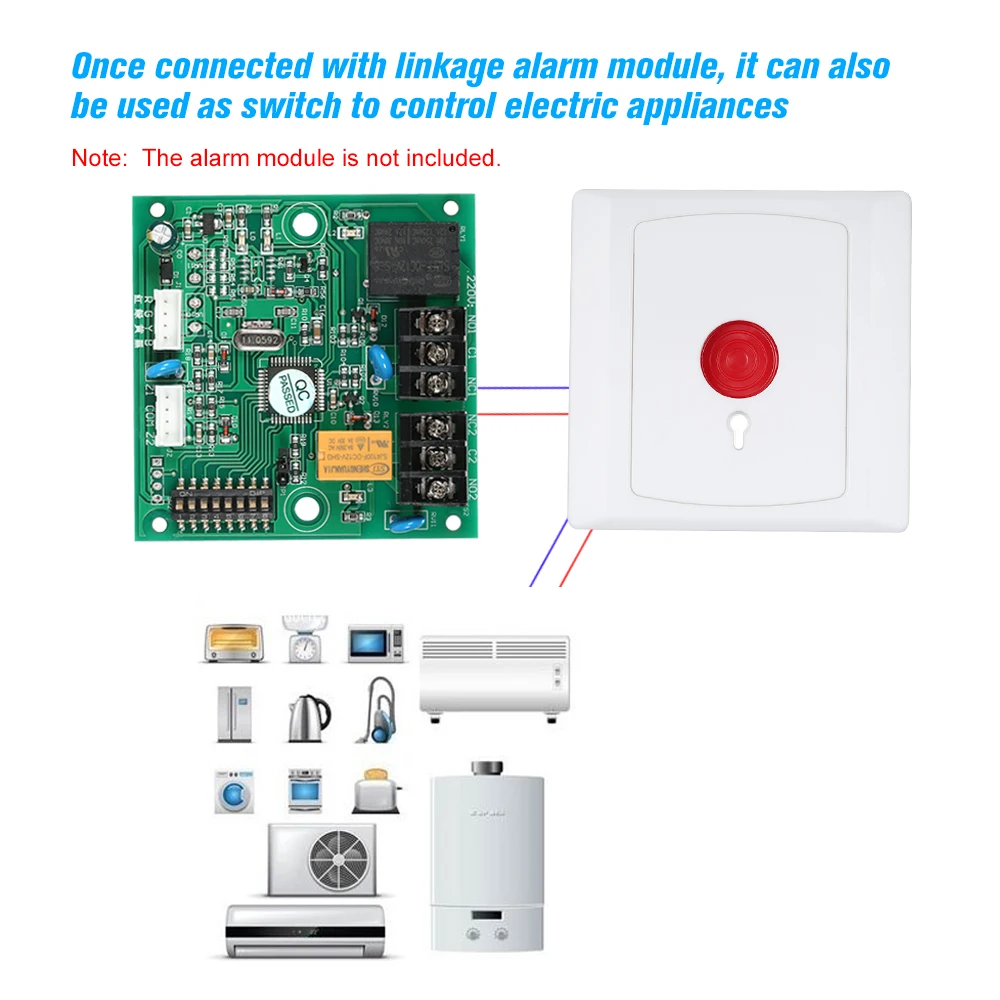 

Wired Remote Call Button SOS/Emergency Button Switch Key Reset Caregiver Pager for Home Secure Alarm System 86 Box PB-28