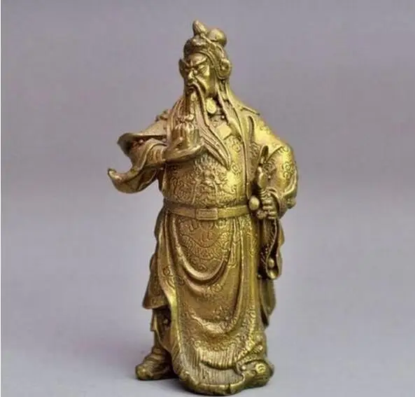 Редкий китайский бронзовый Медь Dragon Warrior Guan Gong статуя Гуань Юя|Статуи и