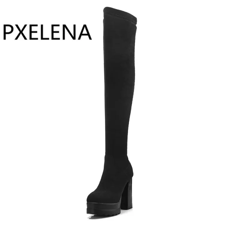 PXELENA/высокие сапоги до колена в стиле панк рок женская обувь без шнуровки
