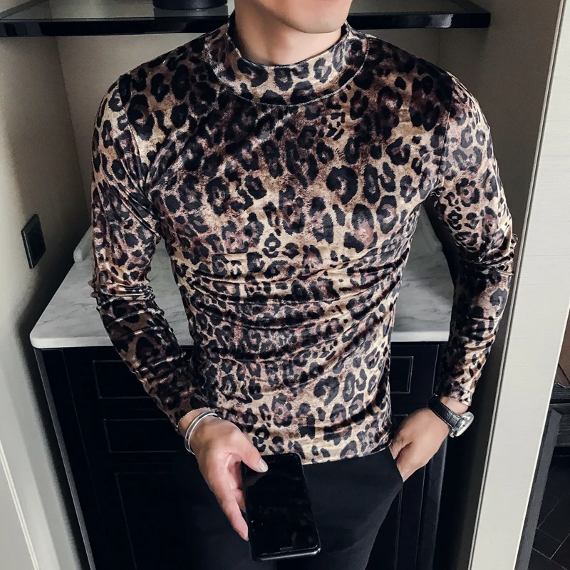 Mens Polo Shirts Men Autumn Winter Casual Printed Long Sleeve Slim T-Shirt Top Blouse