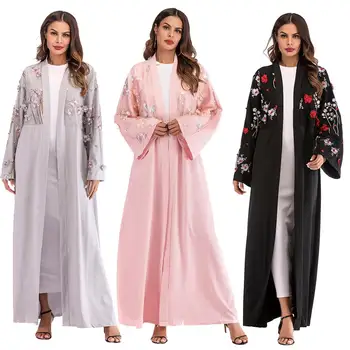 

UAE Abaya Dubai Kaftan Arab Islam Women Long Floral Muslim Kimono Cardigan Hijab Dress Turkish Elbise Mubarak Islamic Clothing