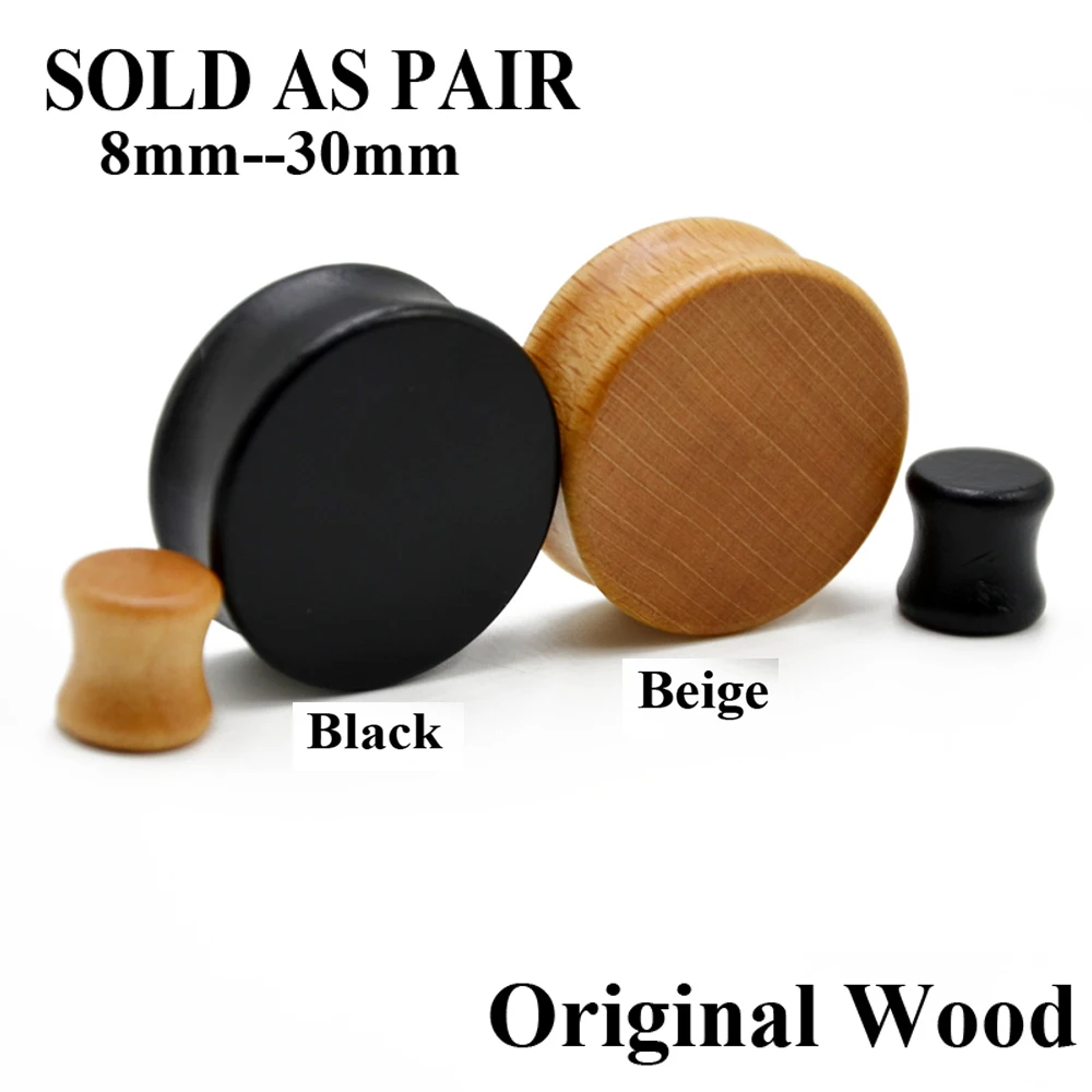 Pair Original Natural Wood Ear Flesh Tunnel Plugs Piercing Double