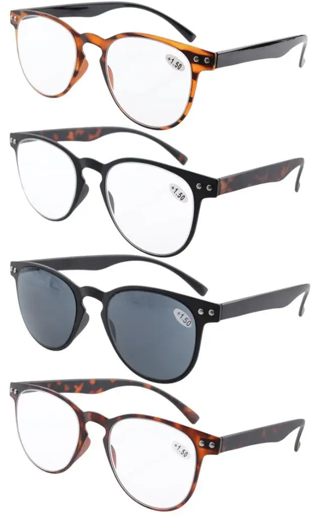 R060 шорты, набор из 4 шт. Eyekepper круглый полный охват ультратонкий гибкий каркас очки для чтения чтение солнцезащитных очков+ 0,50-+ 4,00