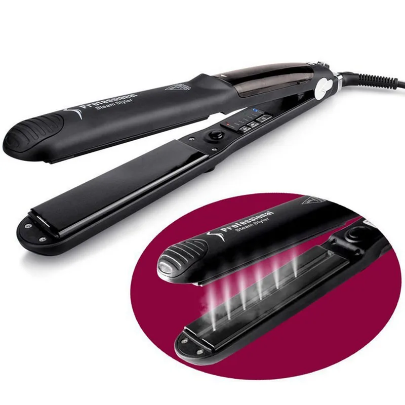 Паровой выпрямитель для укладки волос профессиональный керамический влажный/сухой паровой нагреватель салонный выпрямитель для волос и щипцы для завивки