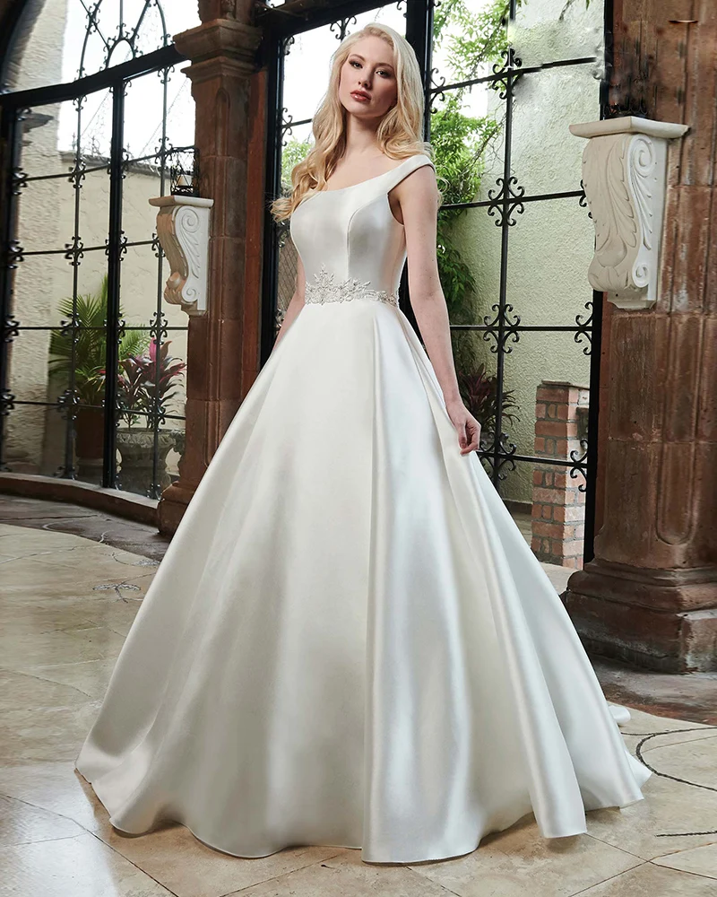 

Wedding Dresses Satin Simple Vestido de Casamento Lace Up Back Hochzeitskleid Plus Size Trouwjurken Bridal Gown