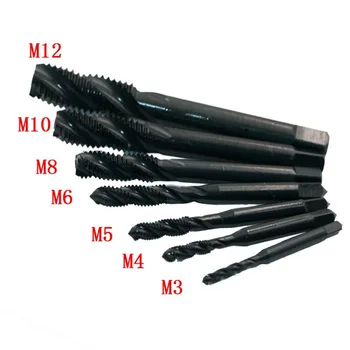 

7pcs HSS Nitriding Coated Spiral Screw Drill Bits Thread Taps M3-M12 Power Drilling Tools For Wood/ Metalworking