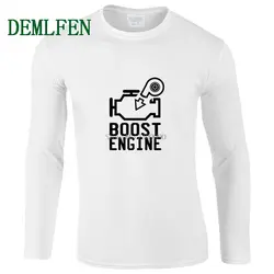 Новый Авто Boost двигателя футболка Для мужчин Повседневное хлопок рубашка с длинными рукавами забавные автомобильных двигателей футболка
