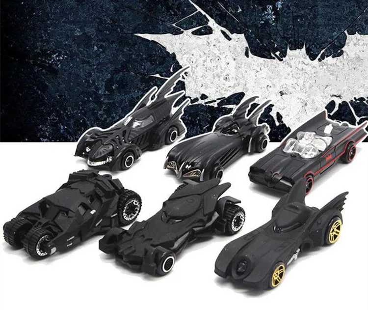 6 шт литья под давлением Модель автомобиля игрушки 1: 64 Темный рыцарь Batman Batmobile автомобиля модели игрушки с дистанционным управлением, брелок для автомобильных ключей, Diecast подарок модели игрушки для Для детей