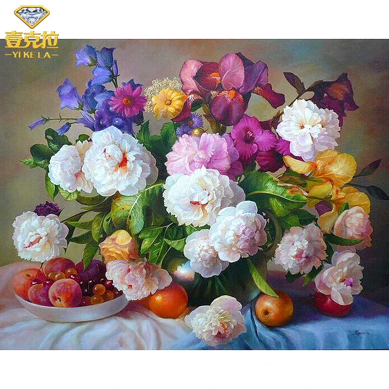 

YIKELA Diamond embroidery still life colored flower full square drill diamond painting Cross Stitch Rhinestone mosaic decor BK41