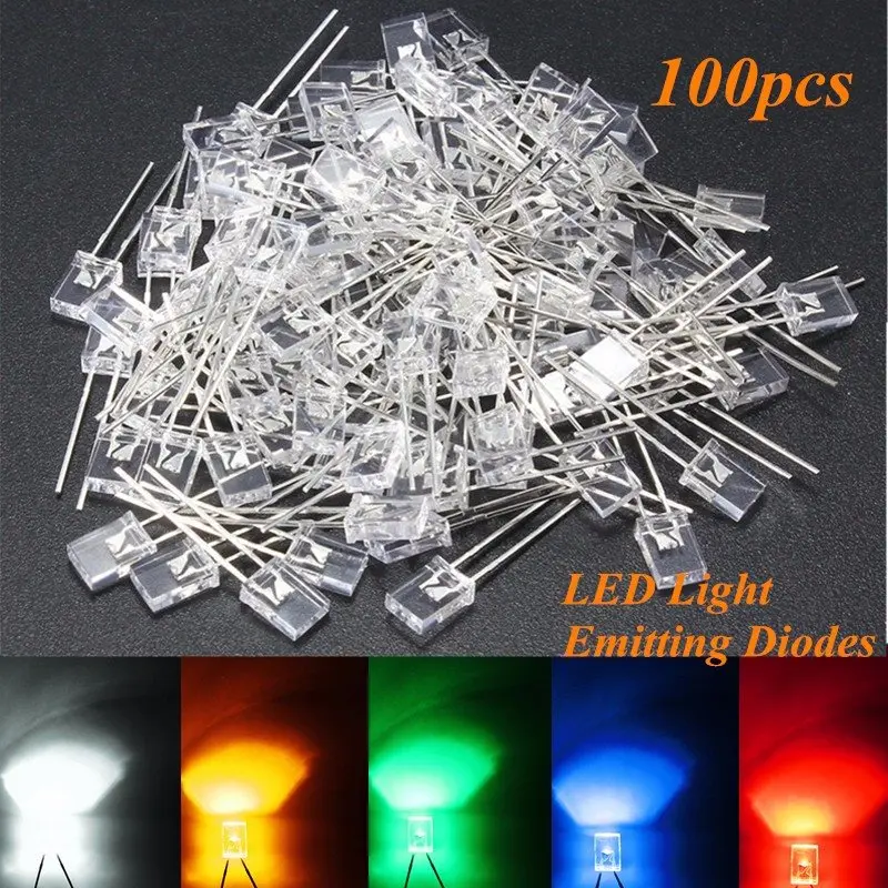 100pcs Rectangular Square LED Emitting Diodes Light LEDs Bulbs Water HU